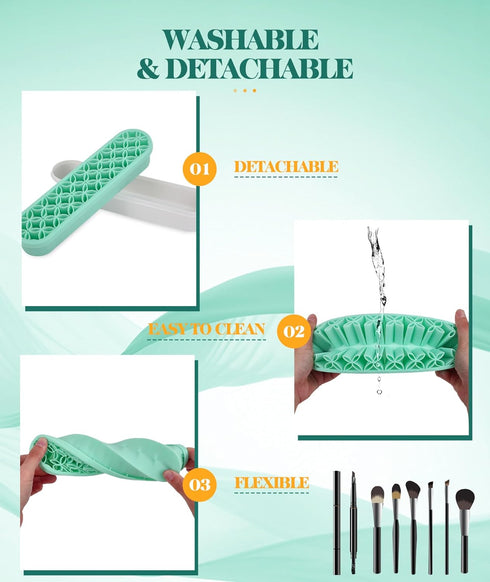 Silicone Makeup Brush Holder, Desktop Cosmetic Storage Box Organizer for Brush, Eyeliners, Cosmetic Tools, Pen, Pencil, Art Supplies, Painting Bru...