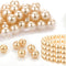 30 Pcs Pearl Beads for Jewelry Making, 10mm Champagne Shell Pearls Beads, Faux Pearls Round Pearl Beads Bulk with Holes for DIY Bracelets Jewelry ...