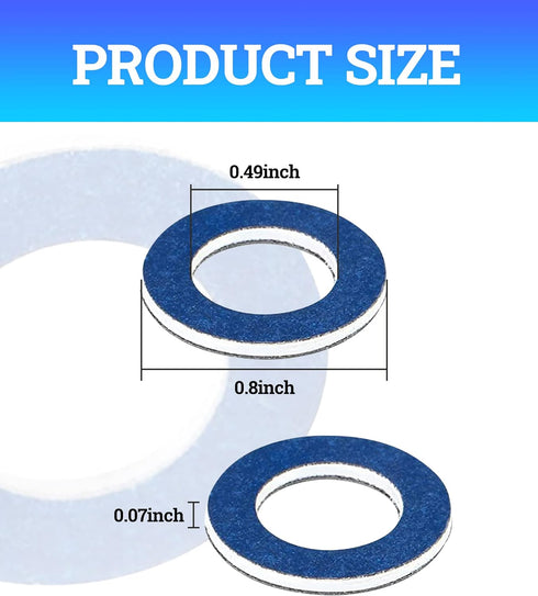 12 Pieces Oil Drain Plug Gaskets,Aluminum Oil Drain Plug Gaskets Washer Crush Seal,90430-12031 Automotive Replacement Engine Oil Drain Plugs Oil P...