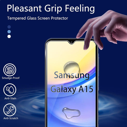 for Samsung Galaxy A15 5G/4G Screen Protector with Camera Lens Protector, 9H Hardness Anti-Scratch Tempered Glass flim, Case Friendly,Anti-Scratch...