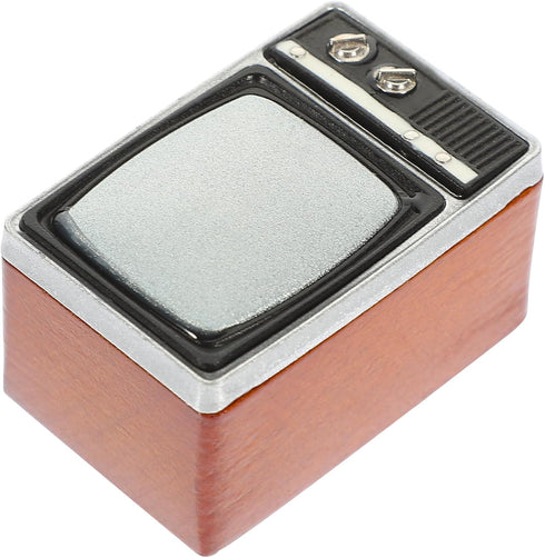 Doll House TV Model Mini Vintage Television Model Miniature Retro TV Prop for Doll House Living Room Furniture Accessories - Light Brown…...