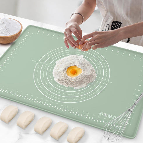 Silicone Baking Mat 24" x 16", Extra Thick Dough Rolling Mat with Measurements and Edge Heightening, Non-stick Food Grade Silicone Pastry Mat for ...