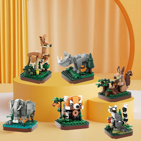 Mini Animals Building Blocks Set,Land Animal Themed Collection Construction Building Bricks Toy,Cute Home Decors(4th Series) (Rhinoceros)...