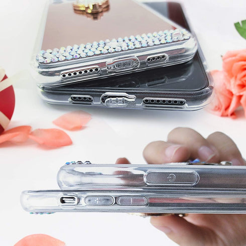 LUVI for iPhone 11 Diamond Glitter Case Mirror Makeup Cute for Girls Women Protective Cover with Bling Crystal Rhinestone Ring Holder Finger Grip ...