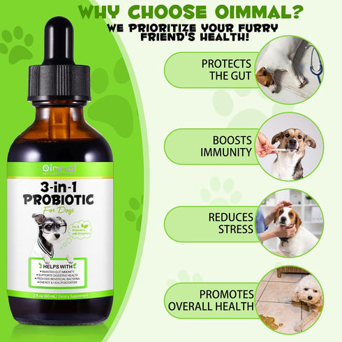 3 in 1probiotics for Dogs,Dog probiotics and Digestive enzymes,Dog Digestive Health Gut, Immune Bowel Support, Reduce Diarrhea, Dog Probiotics Sup...