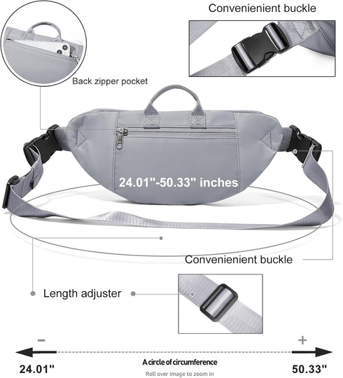Fanny Pack for Women Men Crossbody Waist Pack Bag with 6-Zipper Pocket Adjustable Strap Black Fanny Packs for Outdoor Travel Sports Hiking Running...