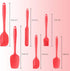 Heat Resistant Silicone Spatulas, Bakeware Set of 6 Non-Stick Ergonomic Cooking Baking Mixing Rubber Spatula Kitchen Utensils, Red...