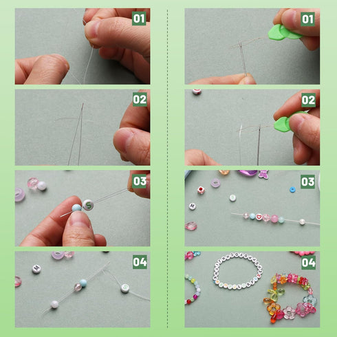 Beading Needles Set, Seed Beads Needles, 20 PCS Straight Beading Thread 12 PCS Big Eye Beading Needles with 6 Elastic Beading String, Needle Threa...