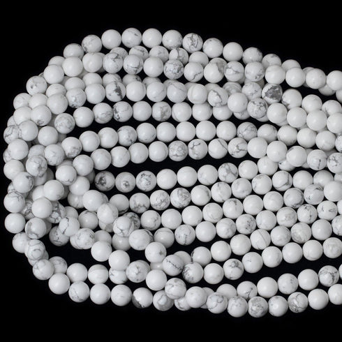 8mm 45PCS Natural White Howlite Gemstone Round Loose Stone Beads for Jewelry Making DIY Crafts Design 1 Strand 15"...