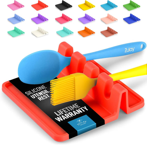 Zulay Kitchen Silicone Utensil Rest with Drip Pad for Multiple Utensils - BPA-Free, Heat-Resistant Spoon Rest & Spoon Holder for Stove Top - Kitch...