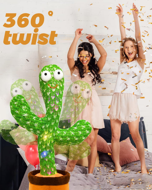 Talking Cactus Toy,Volume Adjustment Dancing Cactus Mimicking Toy,Sing Record Repeat What You Say Sunny Cactus Light Up Cactus Baby Toy Funny Gift...