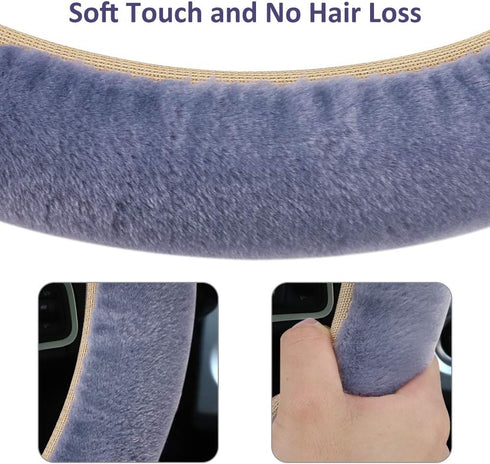 Fluffy Steering Wheel Cover for Women Girls Ladies, Accmor 15 inch Winter Warm Fuzzy Vehicle Wheel Protector, Fashion Fur Car Wheel Cover & Handbr...