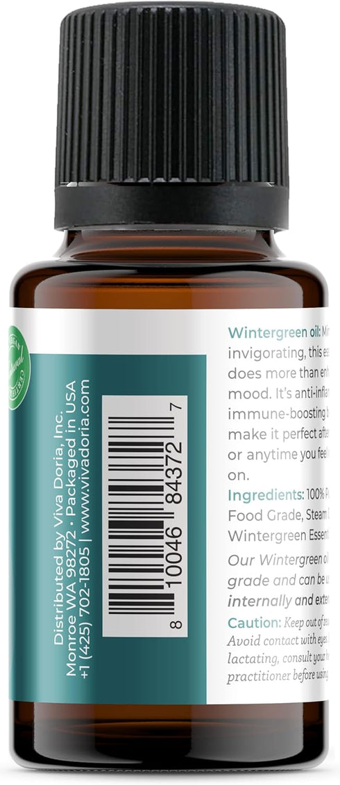 Viva Doria 100% Pure Wintergreen Essential Oil, Undiluted, Food Grade, 15 mL (0.5 Fluid Ounce)...