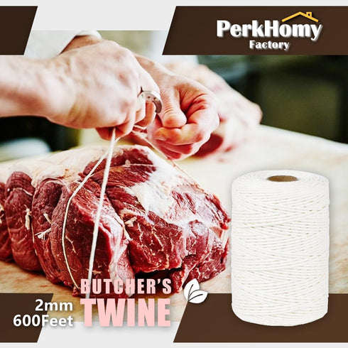 SMART&CASUAL 600 Feet 2mm Cotton Butcher Twine String Soft Food Safe for Cooking Craft Baker Kitchen Meat Turkey Sausage Roasting Gift Wrapping Ga...