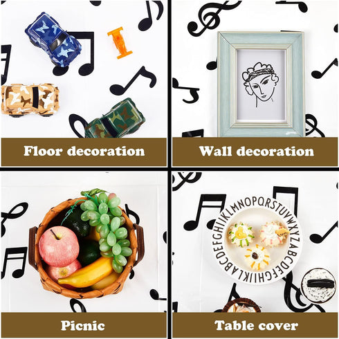 108 x 54 Inch Musical Notes Tablecover Musical Plastic Tablecloth Disposable Table Cover Notes Theme Birthday Party Decoration Supplies(2 Pieces)...