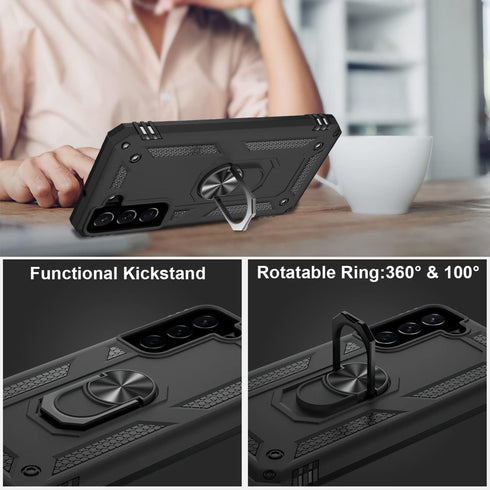 IKAZZ for Galaxy S22 Case,Military Grade Shockproof Heavy Duty Protective Phone Case Pass 16ft Drop Test with Magnetic Kickstand for Samsung Galax...