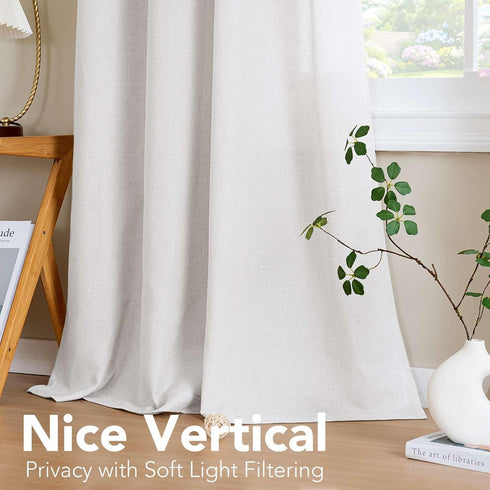 H.VERSAILTEX Elegant Natural Linen Semi Sheer Blended Energy Efficient Light Filtering Linen Textured Curtains/Nickel Grommet Window Treatments Pa...