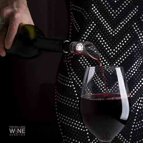 TenTen Labs Wine Aerator Pourer and Wine Stopper (2-pack) - Wine Saver - Wine Aerator and Re-corker - Gift Box Included (Red)...