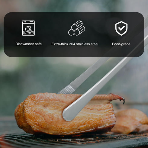 Hotec Stainless Steel Kitchen Tweezers Professional Kitchen Tongs for Cooking,Grill and Baking, Extra-Long Foood Tweezers, Set of 2-12inch...