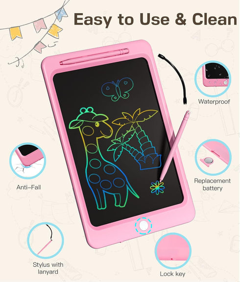 LCD Writing Tablet for Kids, 12 Inch Colorful Doodle Board, Drawing Tablet Writing Board, Toddler Learning Toys for 3 4 5 6 7 8 Years Old Boys Gir...