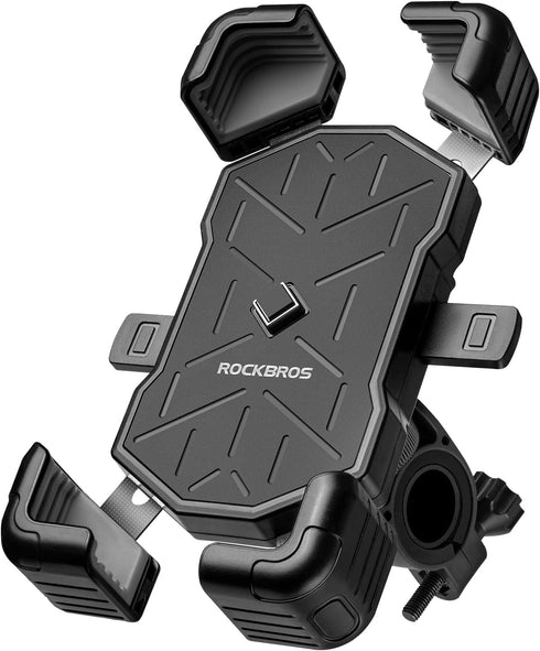 ROCKBROS Motorcycle Phone Holder Mount, Compatible with 4.5-7.1 inch Smartphones, Quick Release Handlebar Clamp, 360 Rotatable, Anti-Slip Silicone...