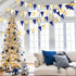 30Ft Navy Blue Gold and Beige Party Decorations Royal Blue Gold Triangle Flag Pennant Banner Bunting for Graduation Birthday Wedding Bridal Shower...