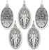 Pack of 5 - Large Oval Miraculous Medals in English (1.125", Silver Oxidized) - Made in Italy, Catholic Mary Pendant for Necklace...