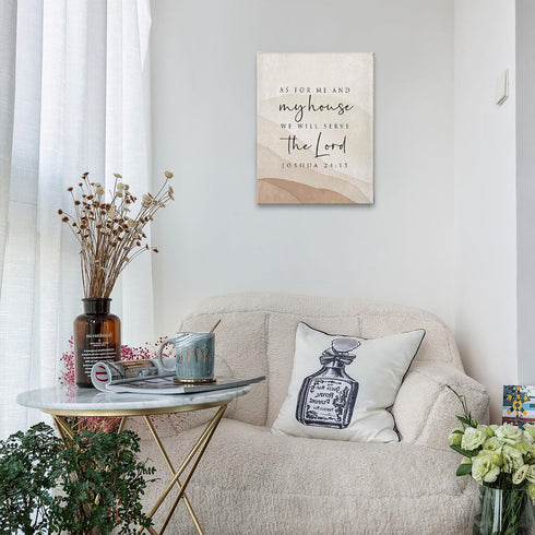 PHAMTE As For Me And My House We Will Serve The Lord Wall Art, Modern Christian Bible Verse Joshua 24:15 Print Framed Canvas Painting Artwork For ...
