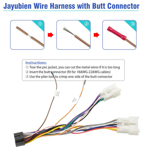 16Pin ISO Android Radio Stereo Wiring Harness with Butt Connector Reverse SWC Cable Replacement for Select Toyota and Subaru Car Audio Adapter......