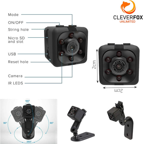 Mini Spy Camera with Audio & Video, 1080P Mini Hidden Camera, Portable Small HD Nanny Cam, Mini Spy Cams with Night Vision & Motion Detection, Ind...