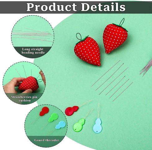 40 PCS Beading Needles Set Long Straight Big Eye Beading Thread Needles Extra Fine Thin Beading Embroidery Needles for Beads for Bracelets Jewelry...