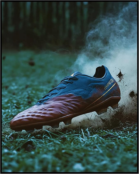 Posterizer 1 pcs-Close-up of a football -Soccer shoe kicking up dirt -2-Sports & Hobby Art Gifts for sports fans Decor for Home & Office- unframed...