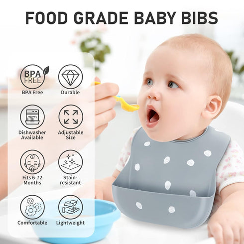 ME.FAN Silicone Baby Bibs for Babies & Toddlers | Adjustable Silicone Bibs Set of 2...