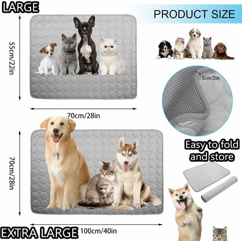 SOMOYA Dog Self Cooling Mat Pet Washable Pads Blanket Hot Weather Sleeping Kennel Mat,Ice Silk Sleep Mat Pad Non-Toxic Breathable Sleep Bed for La...