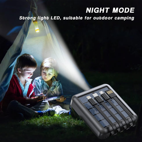 Small Solar Portable Charger 15000mAh Lasuki Compact Solar Power Bank with Built in 4 Cables,USB C Input/Output, Mini Battery Portable Charger Pow...