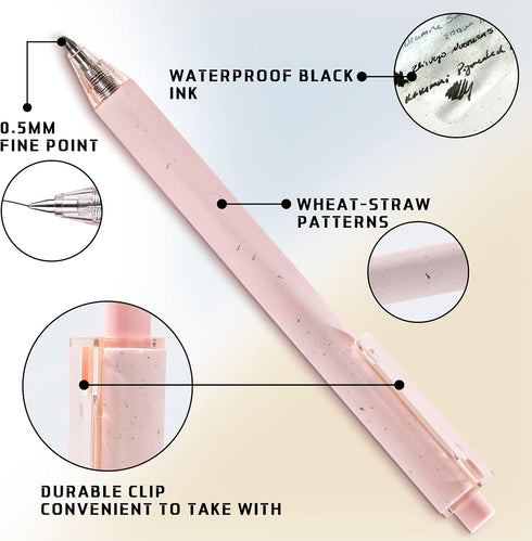 Gel Pens, Cute Pink Black Ink Pens, Pastel Pens, Retractable Rolling Ball Gel Pens, Black Ink 0.5mm Extra Fine Point, 25PCS...