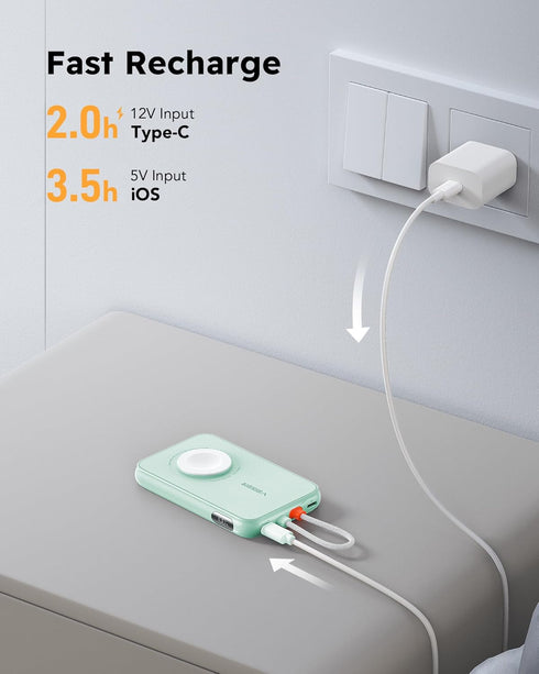 VEGER Portable Charger for iPhone with Built in Cable, 5000mAh Mini Power Bank Battery Pack, PD 20W Fast Charger Travel Essential Compatible with ...
