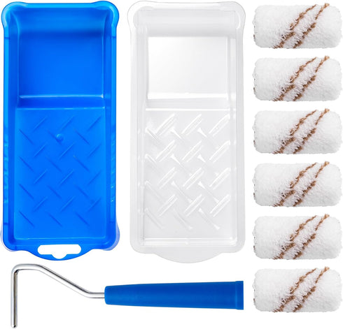 Mister Rui Paint Roller Kit, 9 Pack, 2 Inch Microfiber Paint Roller Covers, Small Paint Rollers with Tray and Roller Frame, Mini Rollers for Paint...