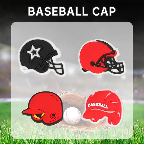 50Pcs Baseball Sports Shoe Charms, Charms Baseball and Non-Repeat Sports Charms for Boys, Gift Decor PVC clog Shoe Charms for Teens Man Party Favo...