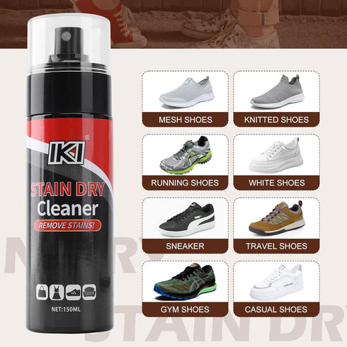 IKI Stubborn Stain Dry Cleaning Agent Set - Includes Large Horsehair Brush & 2 High-Fiber Towels - Effective on Clothes, Shoes, Fabrics, Blankets,...