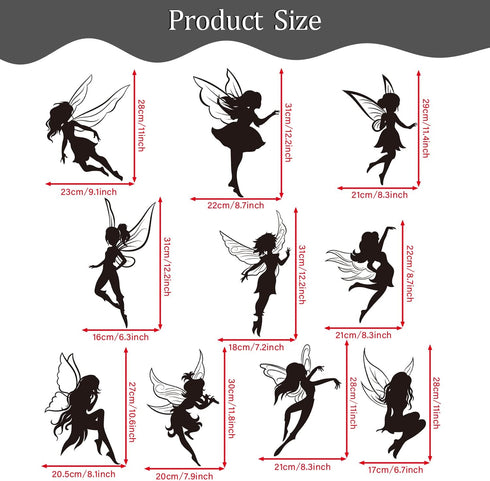 Black Fairy Girls Room Wall Decal DIY Cute Fairy with Large Wings Silhouette Wall Stickers Murals Decor Peel & Stick Baby Nursery Room Kids Bedroo...