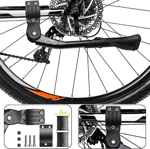 Bike Kickstand Enhanced,Rear Side/Center Mount,Aluminum Alloy Bicycle Kick Stand Adjustable Kickstand for adult bike 700C 24" 26" 28" 29 inch Moun...