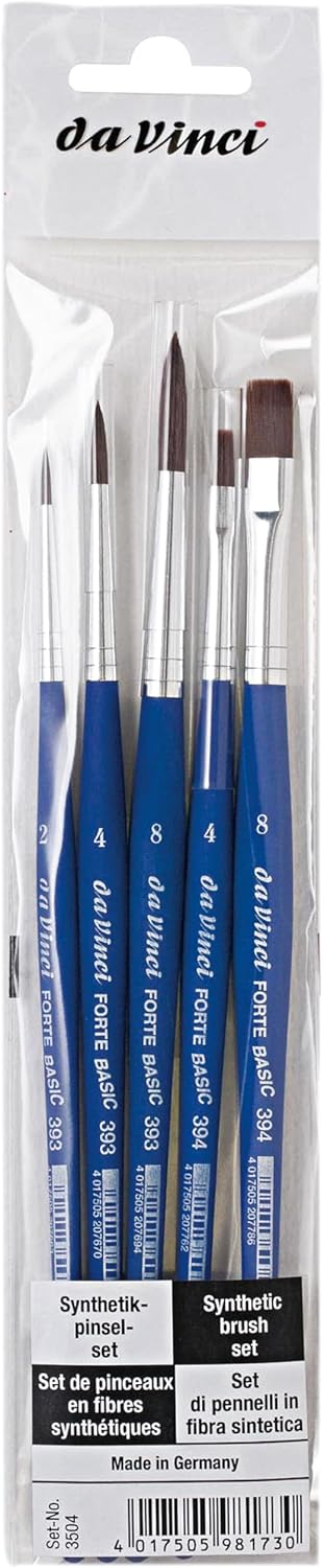 da Vinci Student Series 3504 Forte Student - 5 Brush Set - Beginner Forte Synthetics with Blue Handles - Rugged and Strong for All Media...