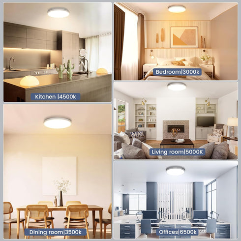 NIORSUN 7 Inch LED Ceiling Lights,5CCT Lighting Options Dimmable flush Mount ceiling light,15W Bathroom Ceiling Lights,Flat Ceiling Light,Low Prof...