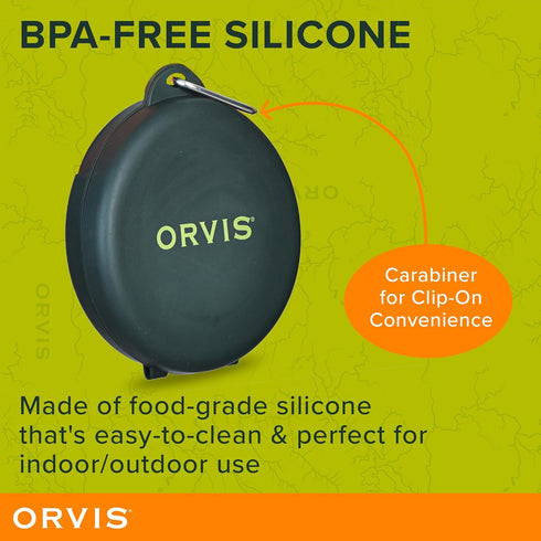 Orvis Pet Travel Collapsible Feeder with Food + Water Dish, 2-in-1, BPA Free, Food-Grade Silicone | Space-Saving Pet Travel Bowls, NonSlip Bottom ...