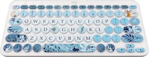 Silicone Keyboard Cover Skin for Logitech K380/Pebble Keys 2 K380s Multi-Device Bluetooth Keyboard, Gray Blue Flowers...
