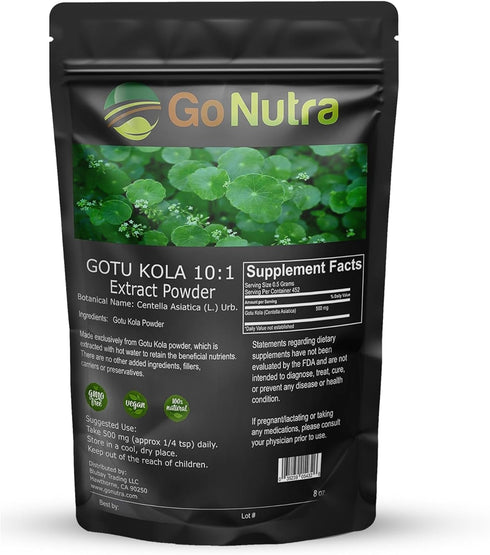 Gotu Kola 10:1 Extract Powder (8 oz), Centella Asiatica | Gluten Free and Non-GMO | Ayurvedic Herbal Supplement...
