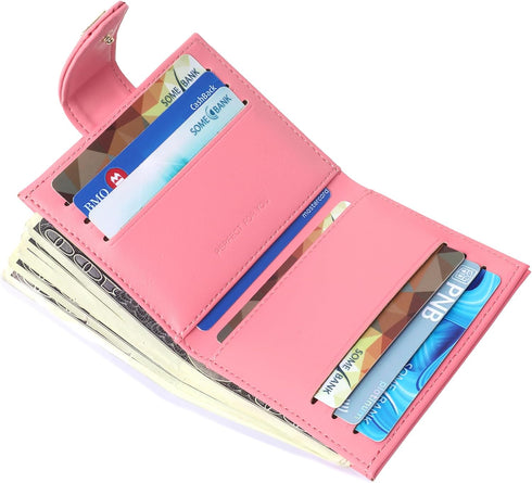 GEEAD Small Wallets for Women Slim Bifold Credit Card Holder Minimalist Zipper Coin Pocket (Rose)...