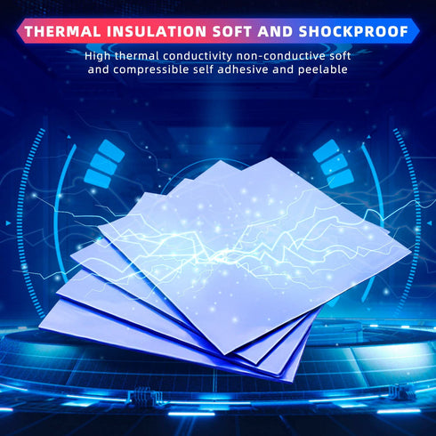 Thermal Pad?8Pack 100x100mm Heat Resistant Silicone Thermal Pads for Laptop Heatsink CPU GPU SSD LED Cooler?0.5mm/1mm/1.5mm/2mm Thickness? 2PCS/Ea...