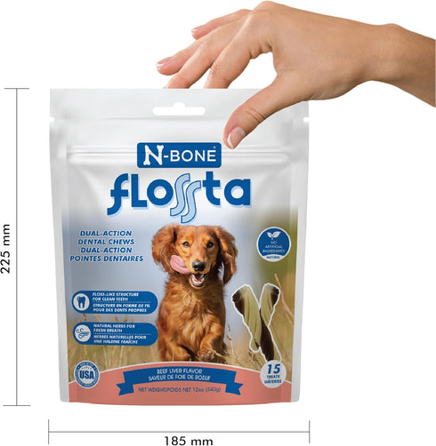 N-Bone FLOSSta Dual Action Dental Chews Beef Liver Flavor, 12-oz bag...